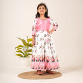 Girls Pink Floral Gown – Party Wear & Festive Ethnic Dress